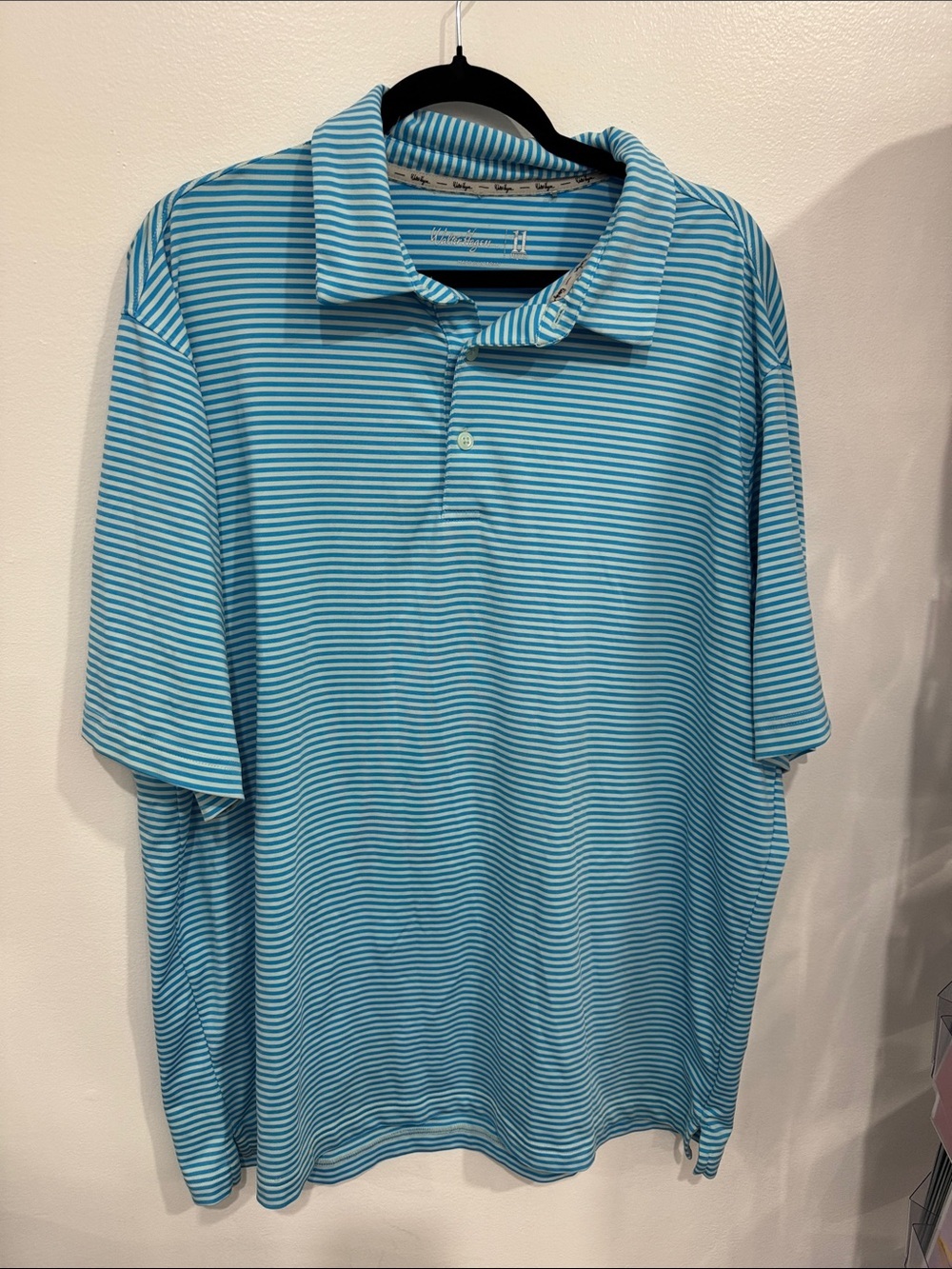 Walter Hagen Blue and White Striped Polo Shirt